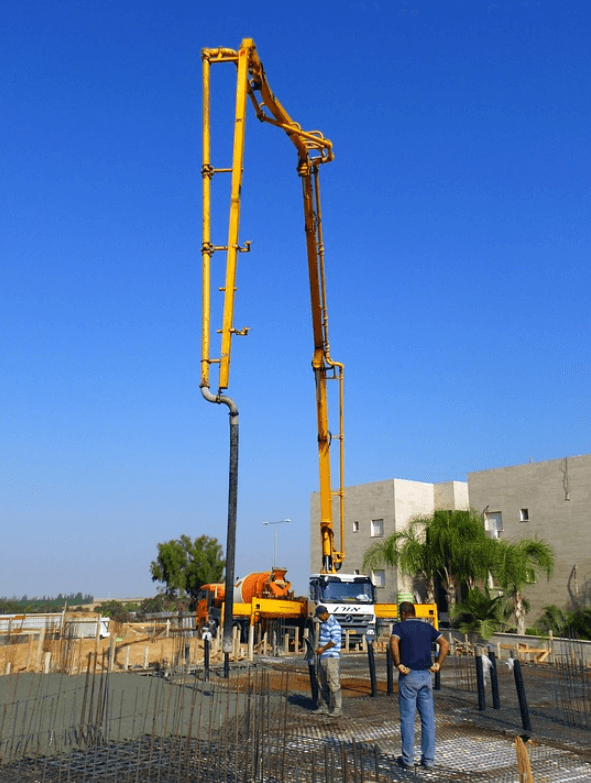 picture of a concrete line pump attached to a boom truck in Roseville, California